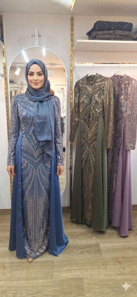 فستان خرز كامل مع تيور